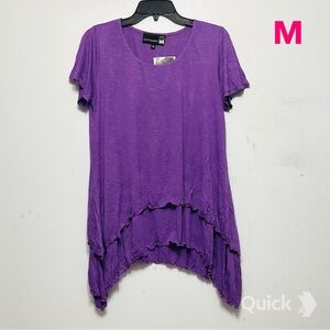 M - NWT Antthony Purple Handkerchief Hem Top